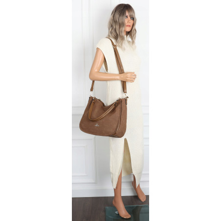 Torebka Damska Worek shopper włoska marka CHARRO pojemna CH3314 Brązowa