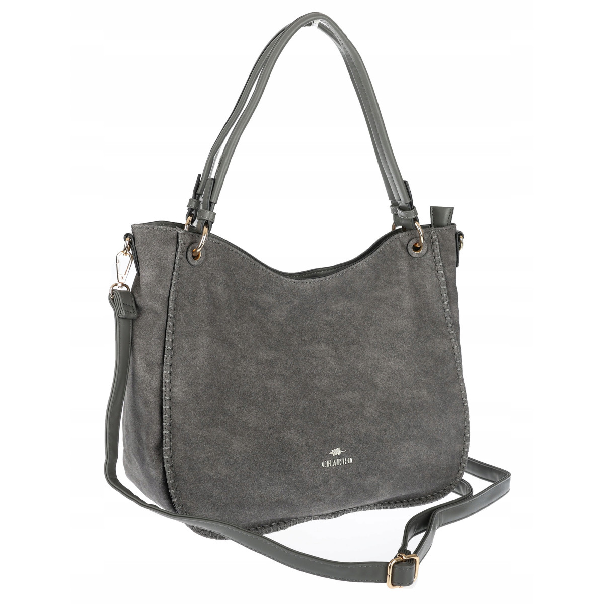 Torebka Damska Worek shopper włoska marka CHARRO pojemna Duża CH3314 Szara