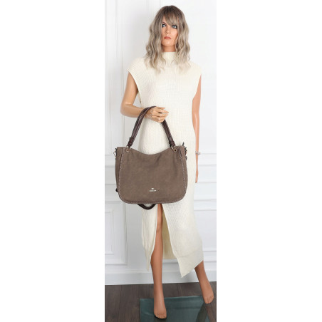 Torebka Damska Worek shopper włoska marka CHARRO pojemna CH3314 Czekoladowa