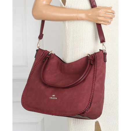 Torebka Damska Worek shopper włoska marka CHARRO pojemna CH3314 Bordowa