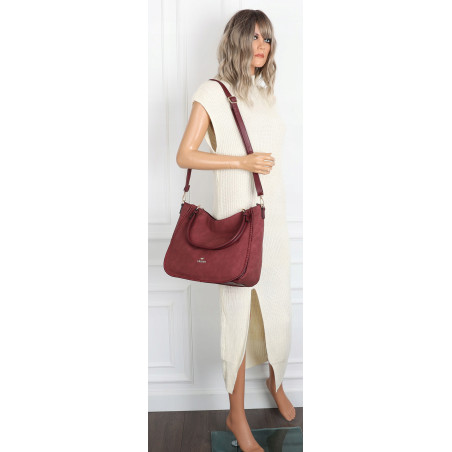 Torebka Damska Worek shopper włoska marka CHARRO pojemna CH3314 Bordowa