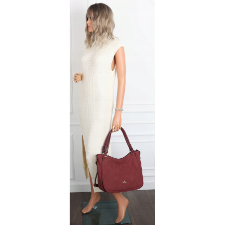 Torebka Damska Worek shopper włoska marka CHARRO pojemna CH3314 Bordowa