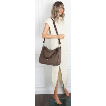 Torebka Damska Worek shopper włoska marka CHARRO pojemna CH3314 Czekoladowa