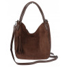 Torebka damska shopper worek zamsz elegancka lekka torba S398 Czekoladowa