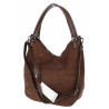 Torebka damska shopper worek zamsz elegancka lekka torba S398 Czekoladowa