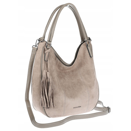 Torebka damska shopper worek zamsz A4 elegancka duża lekka torba S398 Szara