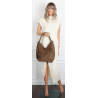 Torebka damska shopper worek zamsz elegancka lekka duża torba S398 Brązowa