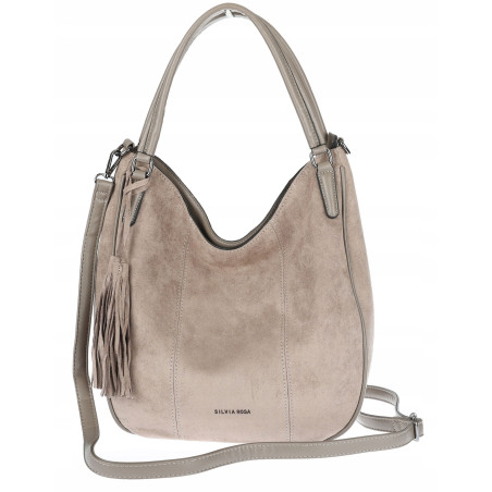 Torebka damska shopper worek zamsz A4 elegancka duża lekka torba S398 Szara