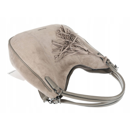 Torebka damska shopper worek zamsz A4 elegancka duża lekka torba S398 Szara