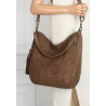 Torebka damska shopper worek zamsz elegancka lekka duża torba S398 Brązowa