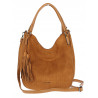 Torebka damska shopper worek zamsz A4 elegancka lekka torba S398 Brązowa