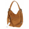 Torebka damska shopper worek zamsz A4 elegancka lekka torba S398 Brązowa