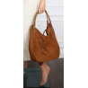 Torebka damska shopper worek zamsz A4 elegancka lekka torba S398 Brązowa