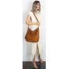 Torebka damska shopper worek zamsz A4 elegancka lekka torba S398 Brązowa