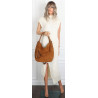 Torebka damska shopper worek zamsz A4 elegancka lekka torba S398 Brązowa