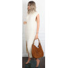 Torebka damska shopper worek zamsz A4 elegancka lekka torba S398 Brązowa