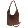Torebka damska shopper worek zamsz elegancka lekka torba S397 Czekoladowa