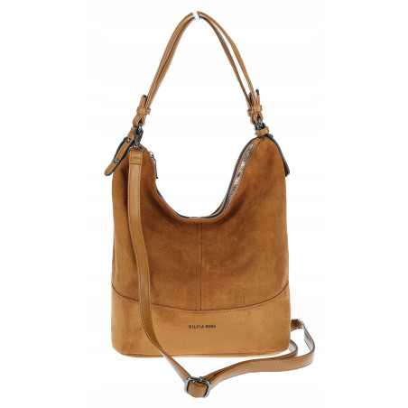 Torebka damska shopper worek zamsz A4 elegancka lekka torba S397 Brązowa