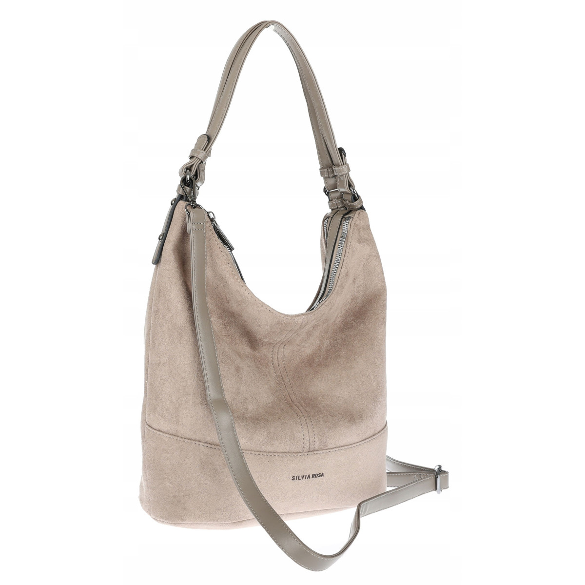 Torebka damska shopper worek A4 zamsz elegancka lekka duża torba S397 Szara