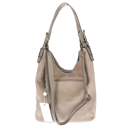 Torebka damska shopper worek A4 zamsz elegancka lekka duża torba S397 Szara