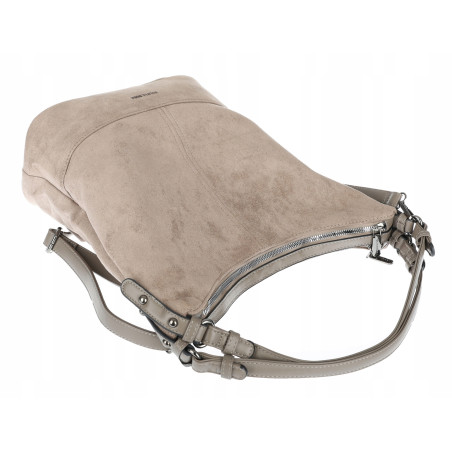 Torebka damska shopper worek A4 zamsz elegancka lekka duża torba S397 Szara