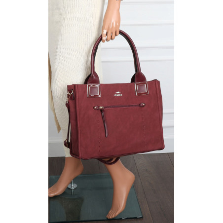 Torebka Damska Listonoszka Shopper Duża A4 włoska marka CHARRO 3313 Bordowa