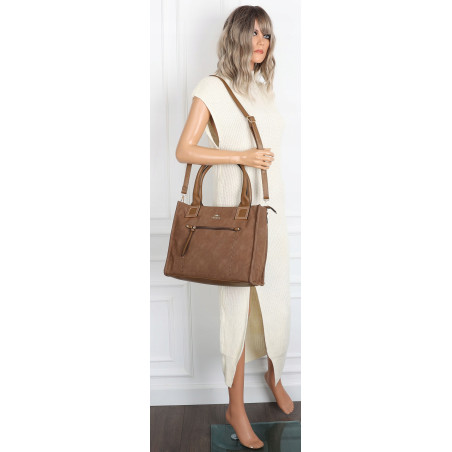 Torebka Damska Listonoszka Shopper Duża A4 włoska marka CHARRO 3313 Brązowa