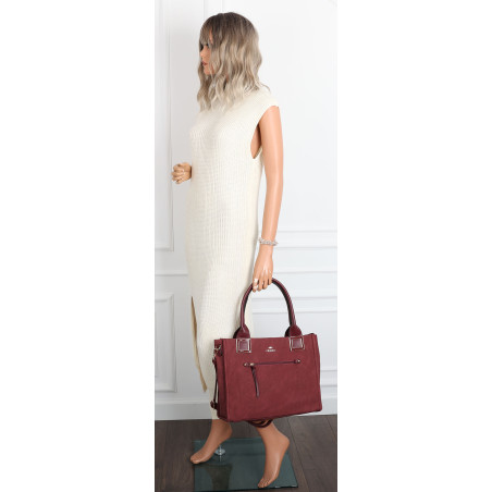 Torebka Damska Listonoszka Shopper Duża A4 włoska marka CHARRO 3313 Bordowa