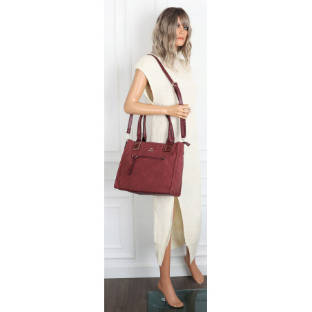 Torebka Damska Listonoszka Shopper Duża A4 włoska marka CHARRO 3313 Bordowa