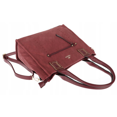 Torebka Damska Listonoszka Shopper Duża A4 włoska marka CHARRO 3313 Bordowa