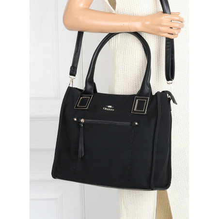 Torebka Damska Listonoszka Shopper A4 duża włoska marka CHARRO 3313 Czarna