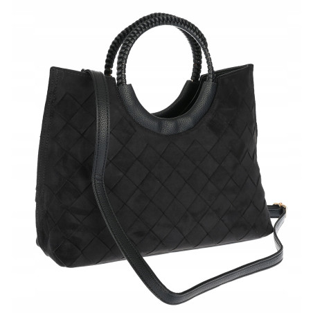 Torebka zamszowa damska kuferek Listonoszka elegancka mała 4192 Czarna