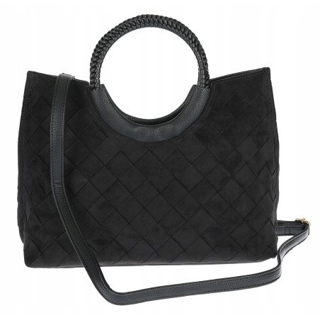 Torebka zamszowa damska kuferek Listonoszka elegancka mała 4192 Czarna