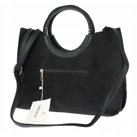 Torebka zamszowa damska kuferek Listonoszka elegancka mała 4192 Czarna