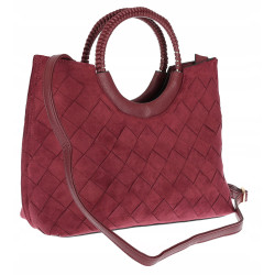 Torebka zamszowa damska kuferek Listonoszka elegancka mała 4192 Bordowa