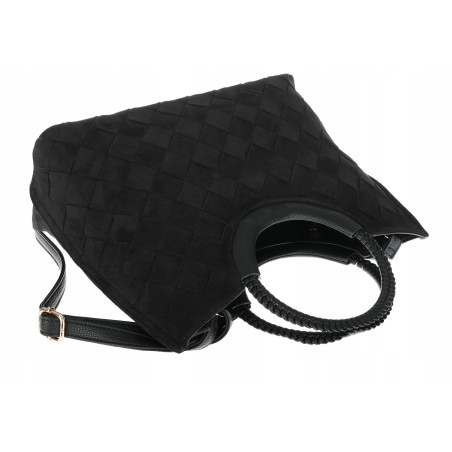 Torebka zamszowa damska kuferek Listonoszka elegancka mała 4192 Czarna