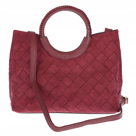 Torebka zamszowa damska kuferek Listonoszka elegancka mała 4192 Bordowa