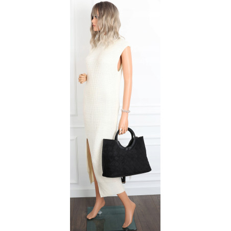 Torebka zamszowa damska kuferek Listonoszka elegancka mała 4192 Czarna