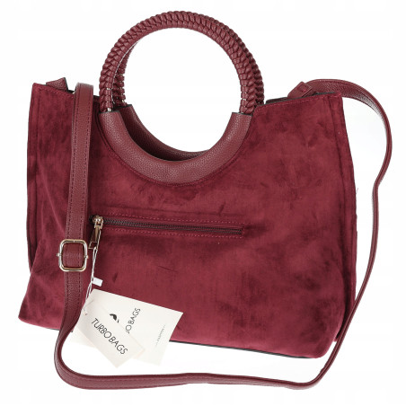 Torebka zamszowa damska kuferek Listonoszka elegancka mała 4192 Bordowa