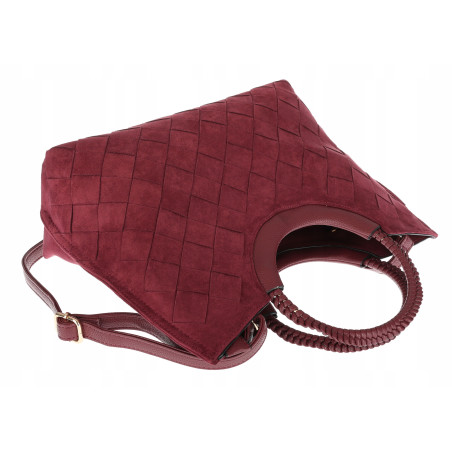 Torebka zamszowa damska kuferek Listonoszka elegancka mała 4192 Bordowa