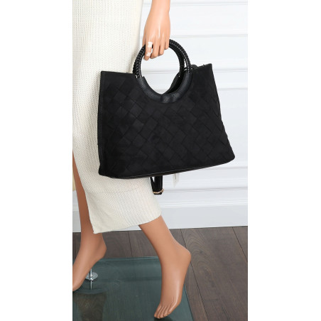 Torebka zamszowa damska kuferek Listonoszka elegancka mała 4192 Czarna