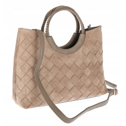 Torebka zamszowa damska kuferek Listonoszka elegancka mała 4192 Beżowa