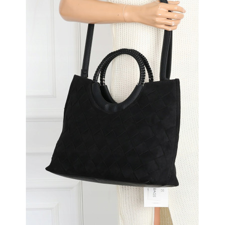 Torebka zamszowa damska kuferek Listonoszka elegancka mała 4192 Czarna