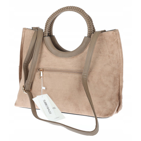 Torebka zamszowa damska kuferek Listonoszka elegancka mała 4192 Beżowa