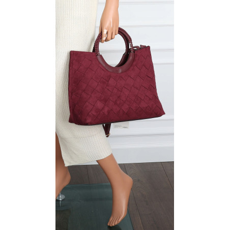 Torebka zamszowa damska kuferek Listonoszka elegancka mała 4192 Bordowa