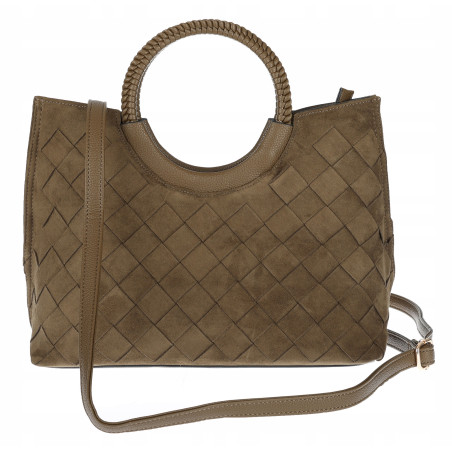 Torebka zamszowa damska kuferek Listonoszka elegancka mała 4192 Zielona