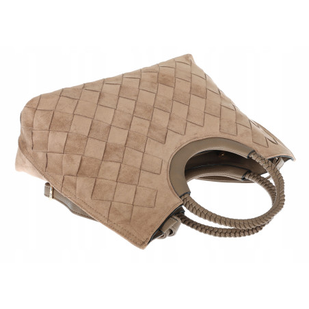 Torebka zamszowa damska kuferek Listonoszka elegancka mała 4192 Beżowa