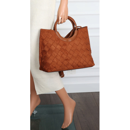 Torebka zamszowa damska kuferek Listonoszka elegancka mała 4192 Brązowa