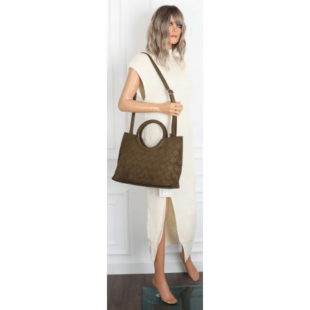 Torebka zamszowa damska kuferek Listonoszka elegancka mała 4192 Zielona