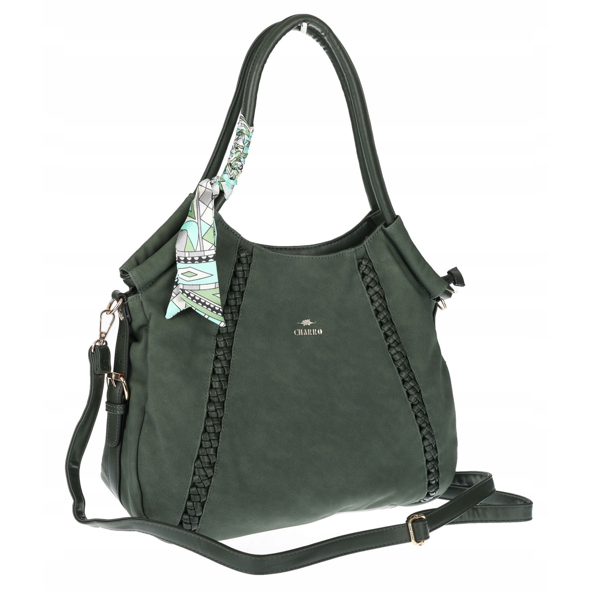 Torebka Damska Worek shopper włoska marka CHARRO pojemna CH3310 Zielona